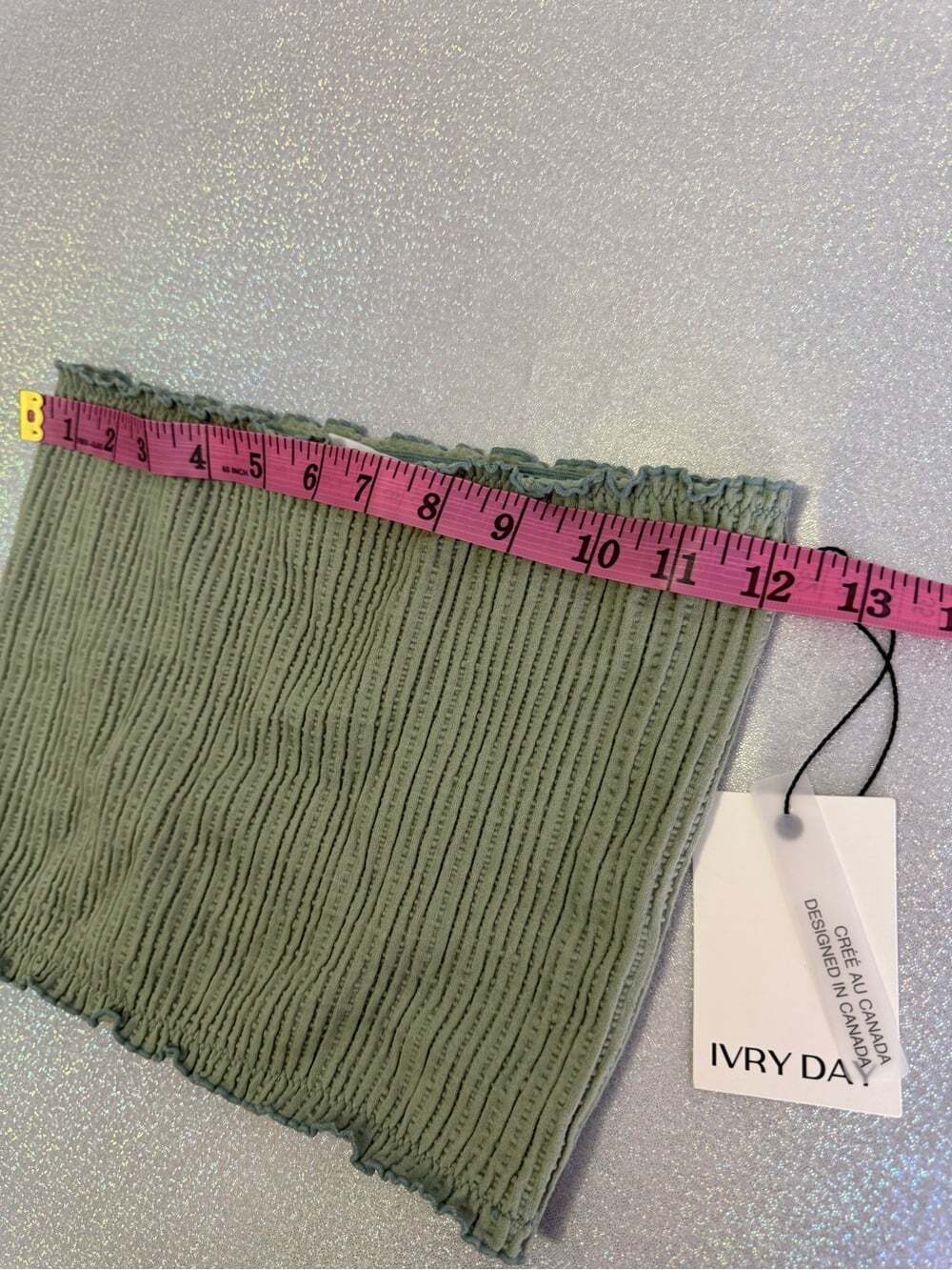IVRY DAY top strapless new with tags Olive Green Smocked Mini Skirt - Tube Style - Picture 13 of 15